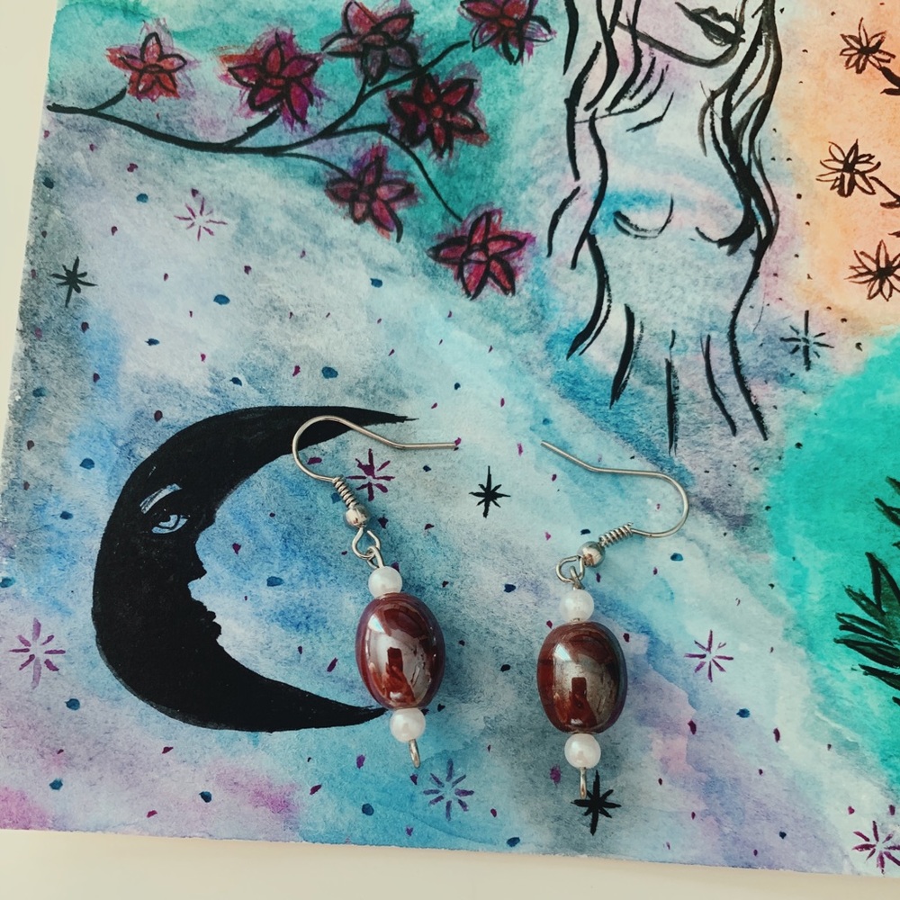 Purple drop earrings